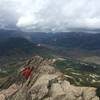 Scrambling to the American flag just off of the Mt. Crested Butte summit.