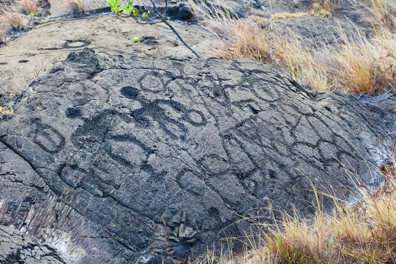 Petroglyphs on the hillside.