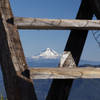 Mt. Hood peeks out from the Bull of the Woods Lookout.