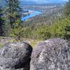View of Long Lake (Lake Spokane) from the highest point in the loop hike.
