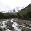 The Salkantay Trek has a few streams to cross along the way, but pretty easy to do (this picture is in late March).