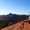 Looking out over the town of Sedona after the first long stretch of slick rock on the Hangover trail.