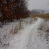 Old cell phone image of trail in winter (looking north).