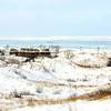 Stunning view of the ice on Lake Michigan and the West Beach bathhouse.