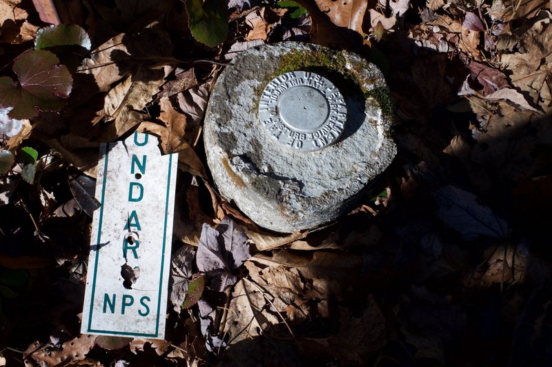 Park boundary markers can be seen in several places along the trail.