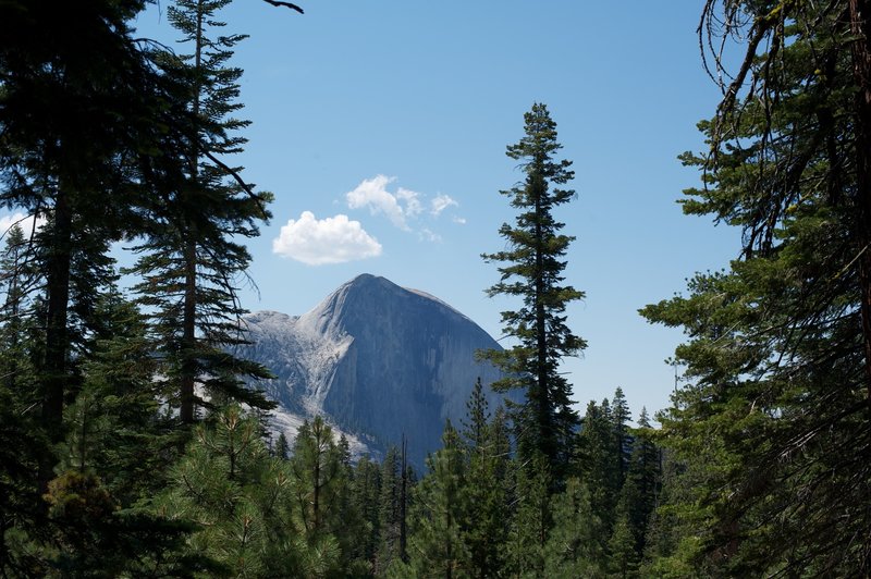 Half Dome begins to appear as you near Snow Creek.