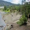 Hikers reach the end of the trail at the Yellowstone River.