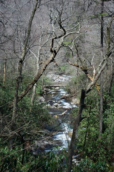 Headed back to the parking lot, you get great views of the creek and footbridges.