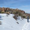 Snow hiking in T-shirt weather, gotta love Moab area hiking.