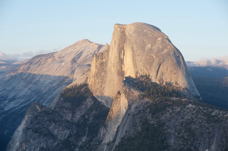 Half Dome at sunset. The view from Glaciers Point at sunset is popular ...