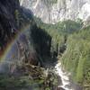 Looking over the edge at Vernal Falls, a rainbow appears above the Mist Trail.  It's a great hike in the spring as there's usually lots of water.  Make sure you bring appropriate rain gear and prepare to get wet.