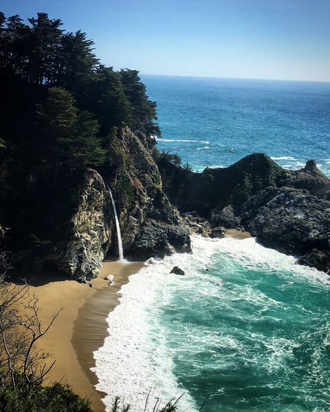 Iconic McWay Falls as seen from a view point above the beach.
