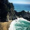 Iconic McWay Falls as seen from a view point above the beach.