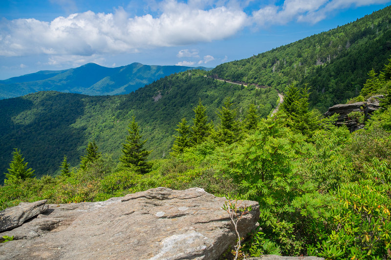 Hiking on the MountainstoSea Trail in the Black Mountains. Photo by