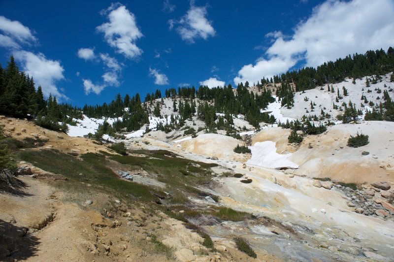 A views of the hills that drain into Bumpass Hell.