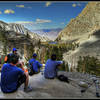 Enjoying the Moment: Hikers at Mt Whitney Trail, Highest Peak in Continental USA with permission from Elena Omelchenko