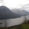 Looking at Waterton Lake from the end of the Goat Haunt Overlook trail