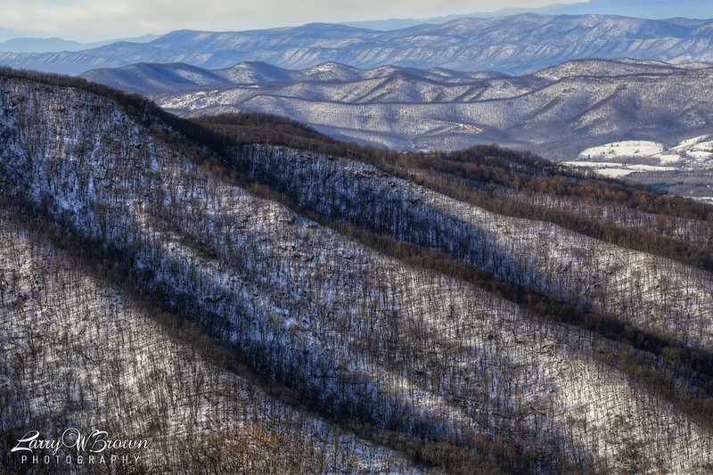 A winter afternoon view from Timber Hollow Overlook in the Central