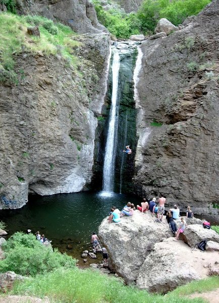 Jump Creek Falls in the summer.