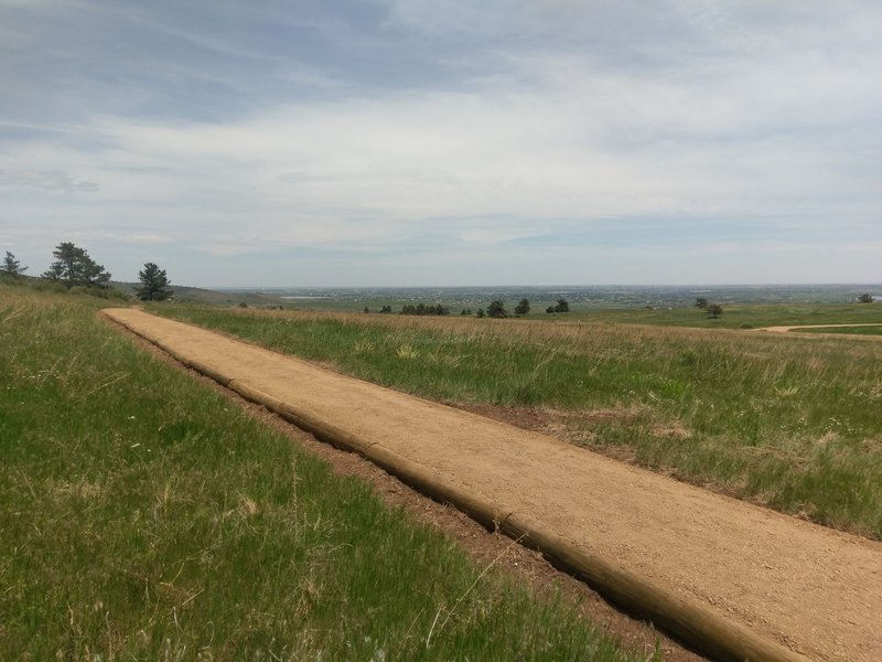 Views north from the raised trail bed, newly constructed in 2016.