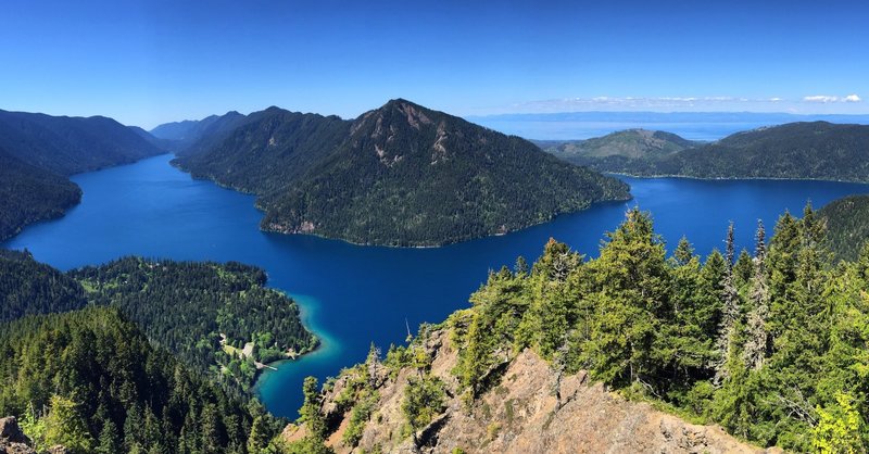 View of Lake Crescent and Pyramid Peak from Storm King Trail.