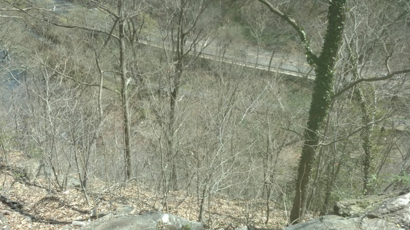 Lovers Leap - View in the winter down to Lincoln Drive and the Wissahickon Creek.
