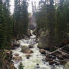 Ouzel Falls from the bridge. Head up to the left for a close up view.