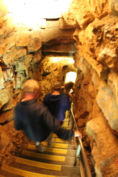 Steps on a typical descent into a deep cave.