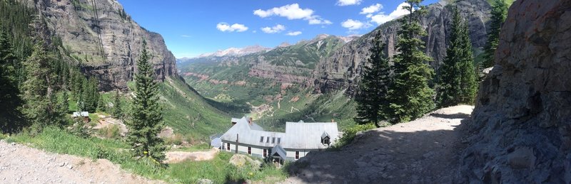 View Of The Telluride Box Canyon With The Power Plant Above Bridal Veil Falls In The