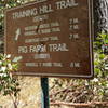 The sign at the top of Pig Farm Trail.