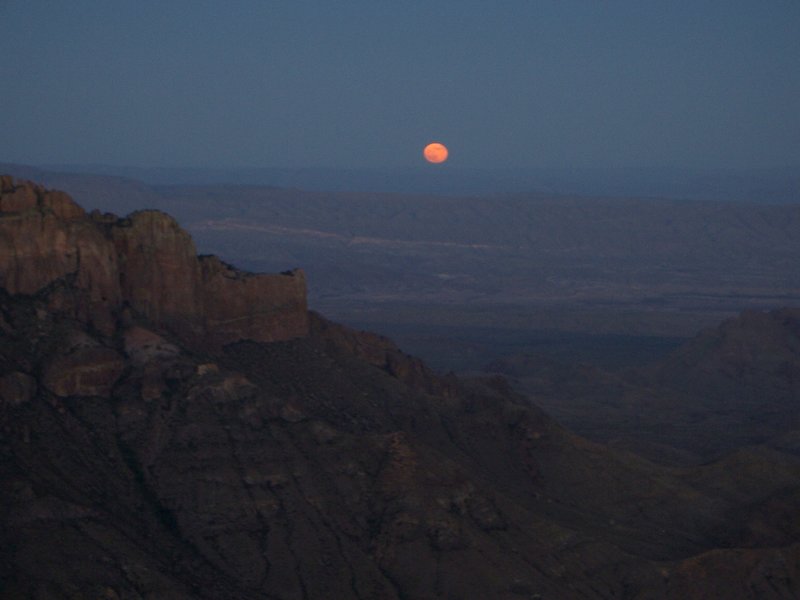 South Rim Moonrise. South Rim Trail, Chisos Mountains, Big Bend National Park with permission from JustinB