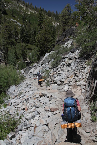 Ascending rocky steps along the Eagle Lake Trail.