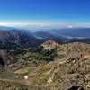 On top of Mt Ida looking southwest you see several valleys as well as Grand Lake and Shadow Mountain Lake in the distance