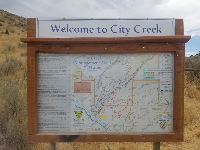 This is the sign at the trailhead for Lower City Creek.