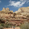 Skyscraping sandstone cliffs usher visitors along the Grand Wash Trail.