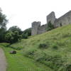 Walking beside Chepstow Castle.