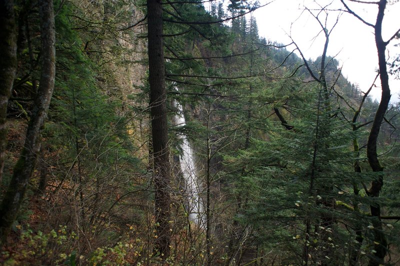 A view of the Upper Falls from a hairpin in the trail. Even though it is obscured, its a good place to take a break and view the falls.