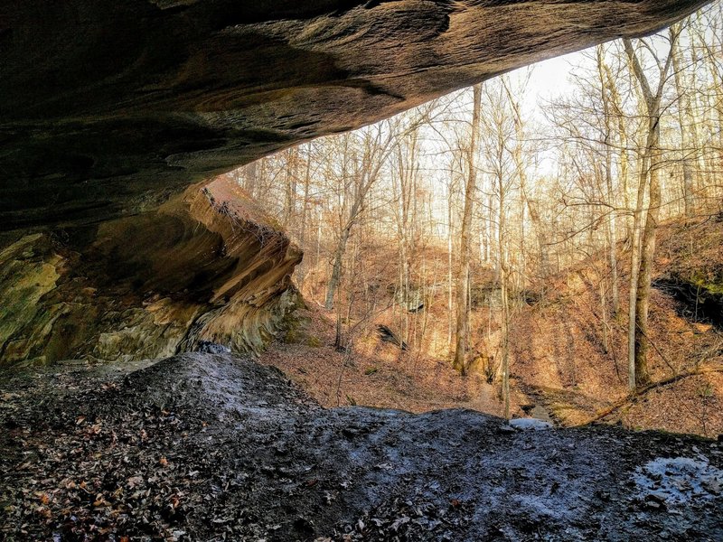 A view from inside the largest rock shelter.