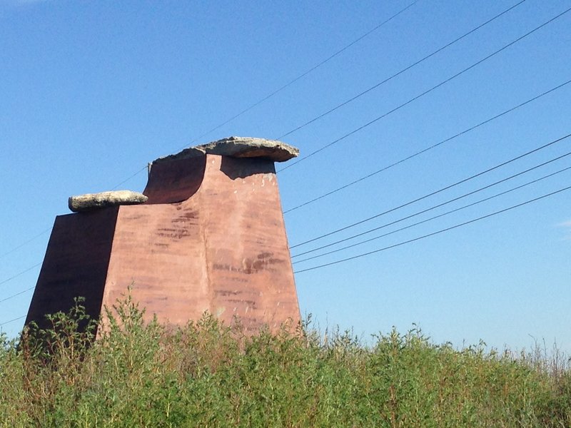 A sculpture representing a buffalo on the Prairie Crossing Trail.