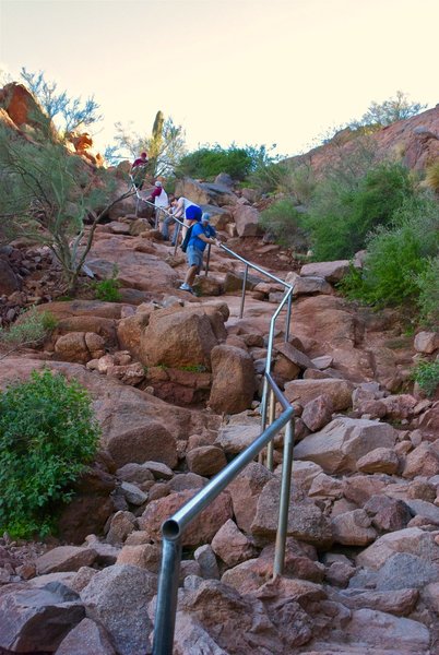 The steep, rocky trail up Camelback Mountain.