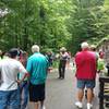 Visitors listen in as a park ranger talks about the coal mining history of Mine 18 along the Blue Heron Loop Trail.