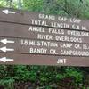 The trail intersection along the Grand Gap Loop Trail and the Angel Falls Overlook Trail is well marked.