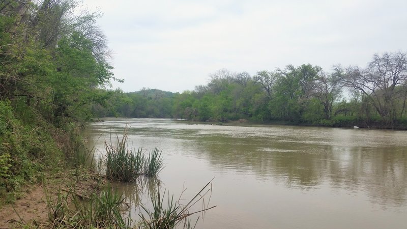 Looking upstream at the Colorado River Colorado River from the McKinney Roughs Loop.