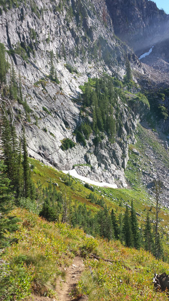 The trail is steep between the lake and the Snowslide Summit.
