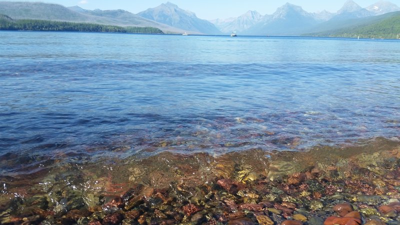 Lake McDonald glimmers in the afternoon sun near Apgar Campground.