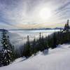 You'll get a gorgeous, southward-looking view of Mt. Rainier and the surrounding Cascades from the top of Kendall Peak Lakes Snowshoe.