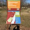 An informative kiosk lives near the entrance to the Mississippi River Greenway at Jefferson Barracks Park.