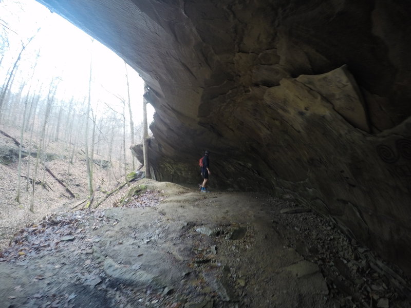Get ready to run under this sweet rock overhang along the Rock Shelter Trail.