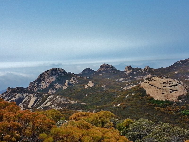 Clouds begin to fill the sky looking north from Sandstone Peak.