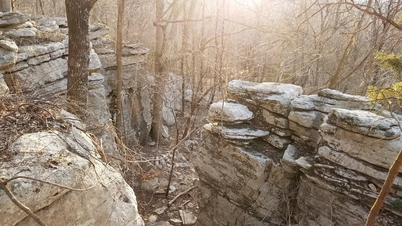 Massive rocks outcrop near the intersection of Arrowhead Trail and Natural Well.